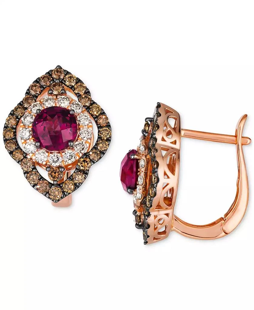 Le Vian Pomegranate Garnet (1-7/8 ct. t.w.) & Diamond (1-1/2 ct. t.w.) Leverback Earrings in 14k Rose Gold 2