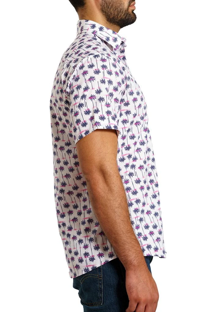 Jared Lang Trim Fit Palm Print Short Sleeve Button-Up Shirt 3