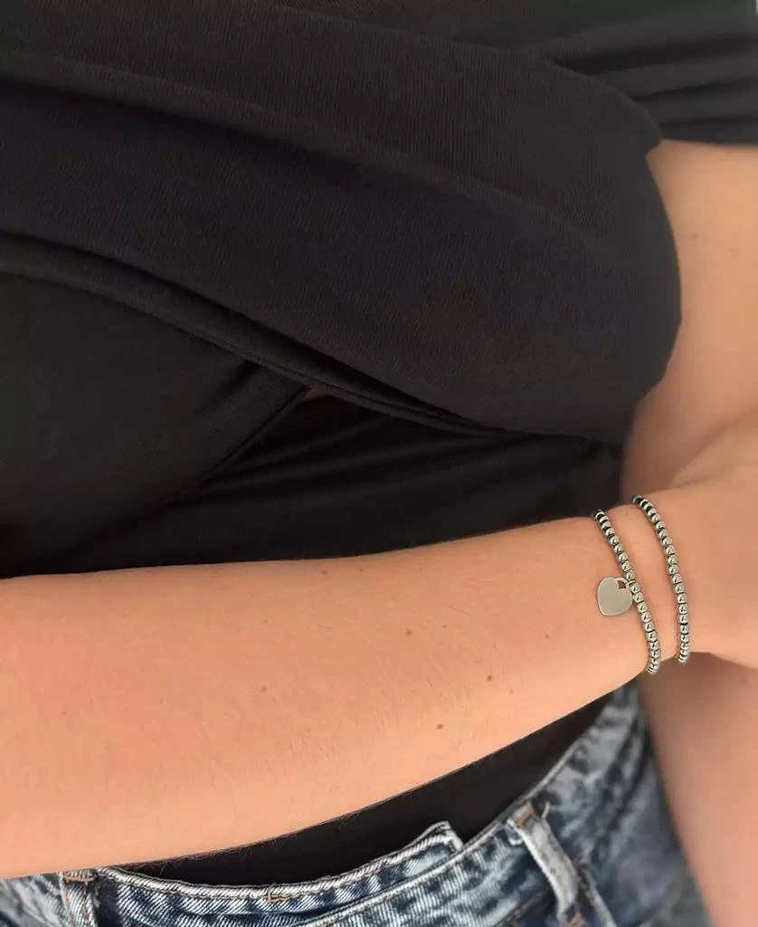 ADORNIA Tarnish Resistant Silver Set of Ball Bracelets 3