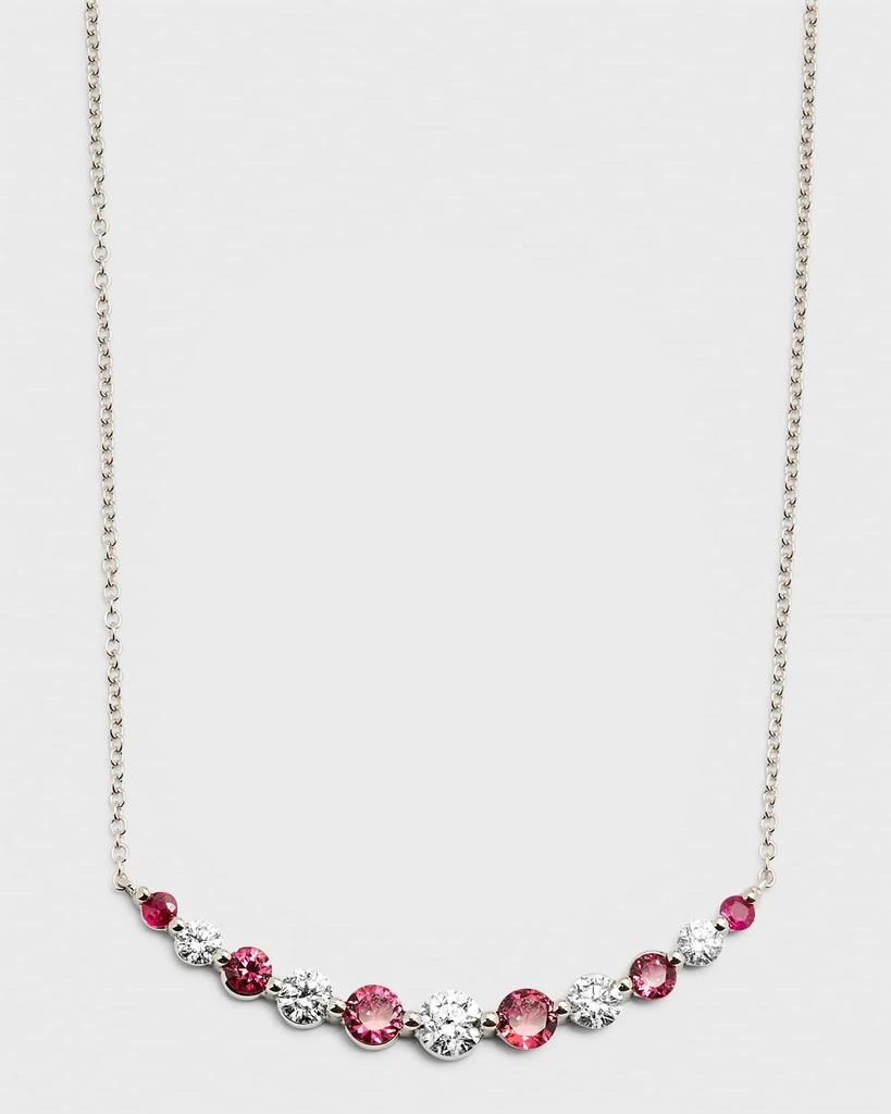 Neiman Marcus Diamonds 18K White Gold Round Ruby and Round Diamond GH/SI1 Smily Necklace