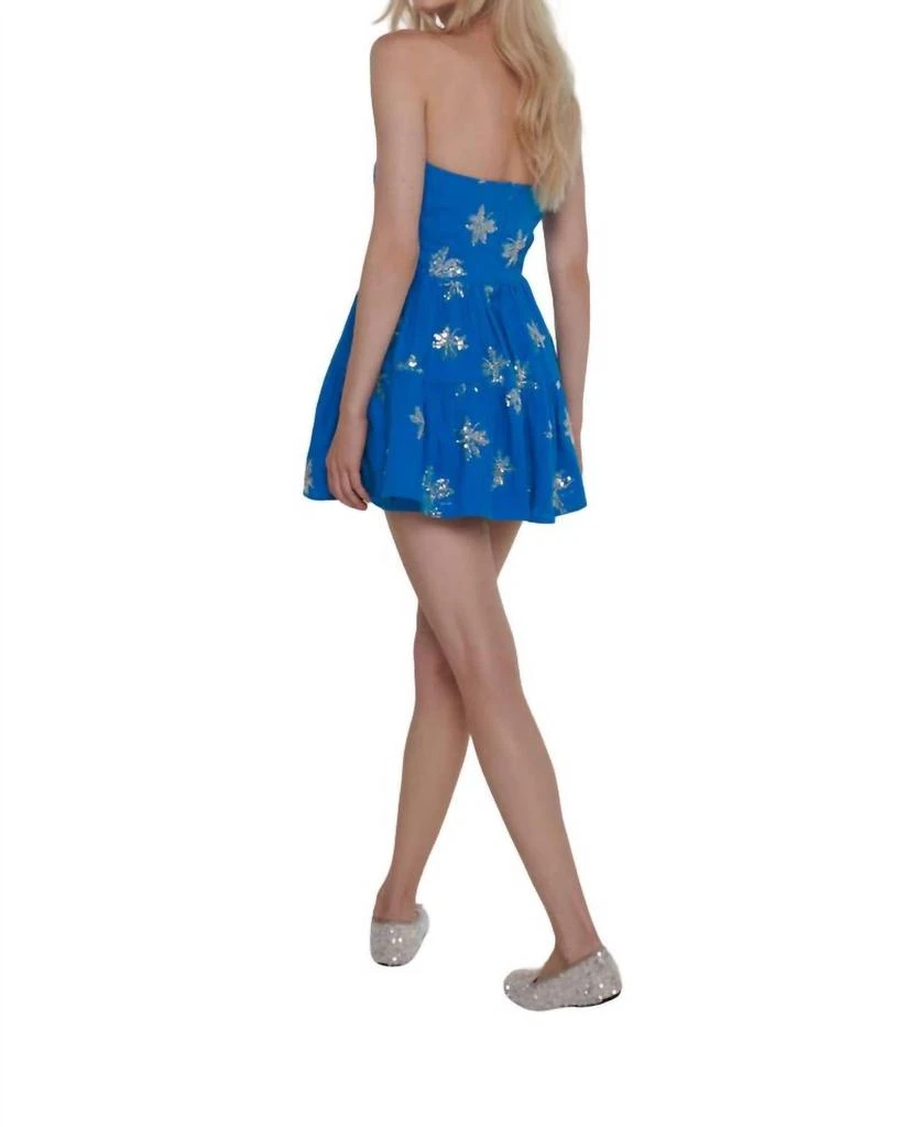 sachin and babi light blue dress Stella Mccartney + Net Sustain Embroidered Denim Mini Dress In Blue main image 1