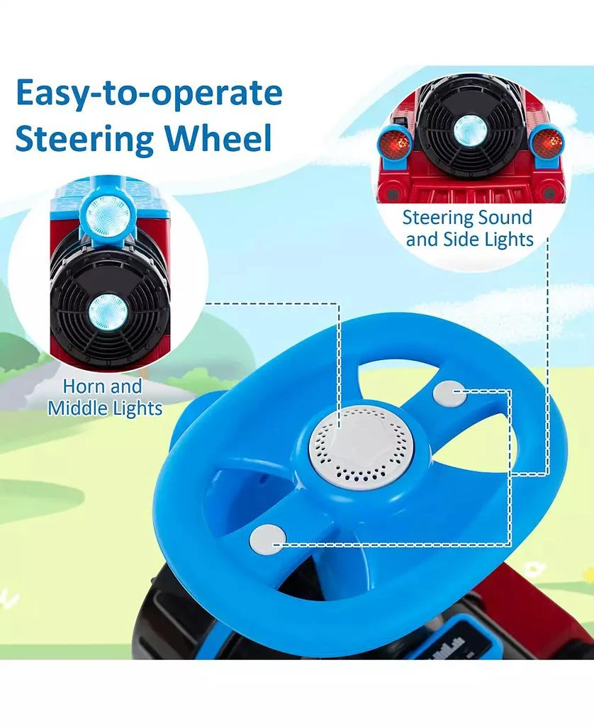 HONGGE 12V Two-Seater Ride-On Train Toy with Whistle Sound and Detachable Seat - Blue 6