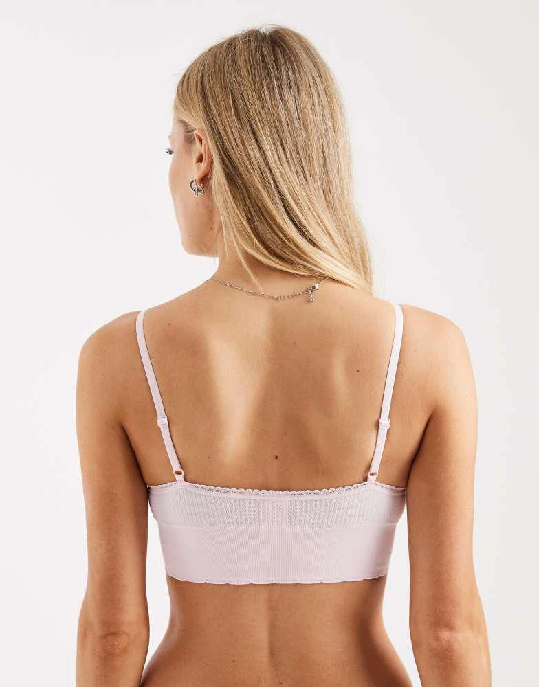 Cotton On Cotton On seamless longline lace trim bralette in pink 2