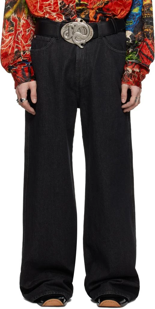 LU'U DAN Black Vintage Wash Phat Jeans 1