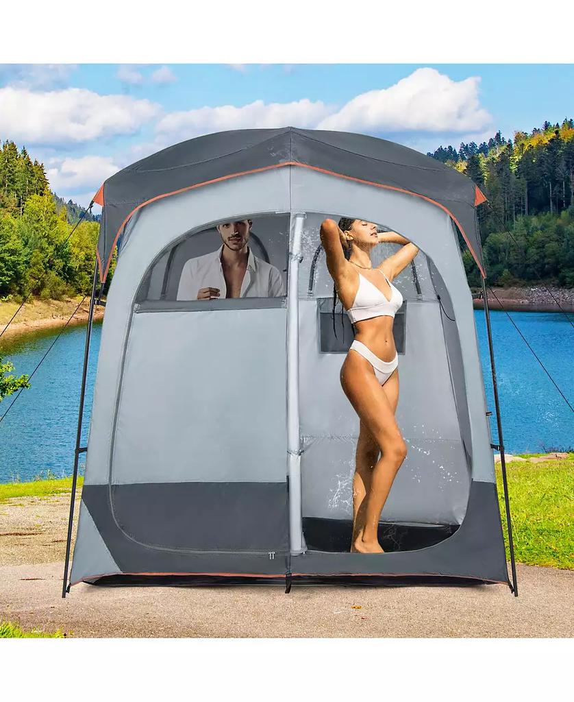 Mecale 2 Rooms Oversize Privacy Shower Tent with Removable Rain Fly and Inside Pocket