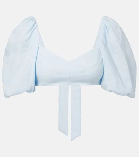 Zimmermann Rhiannon puff-sleeve linen crop top 1