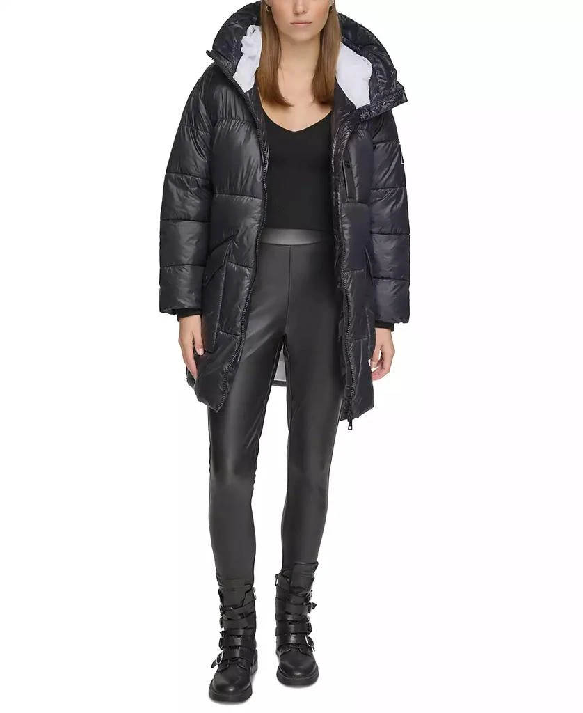 DKNY Women's Wet Shine Hooded Puffer Jacket 1