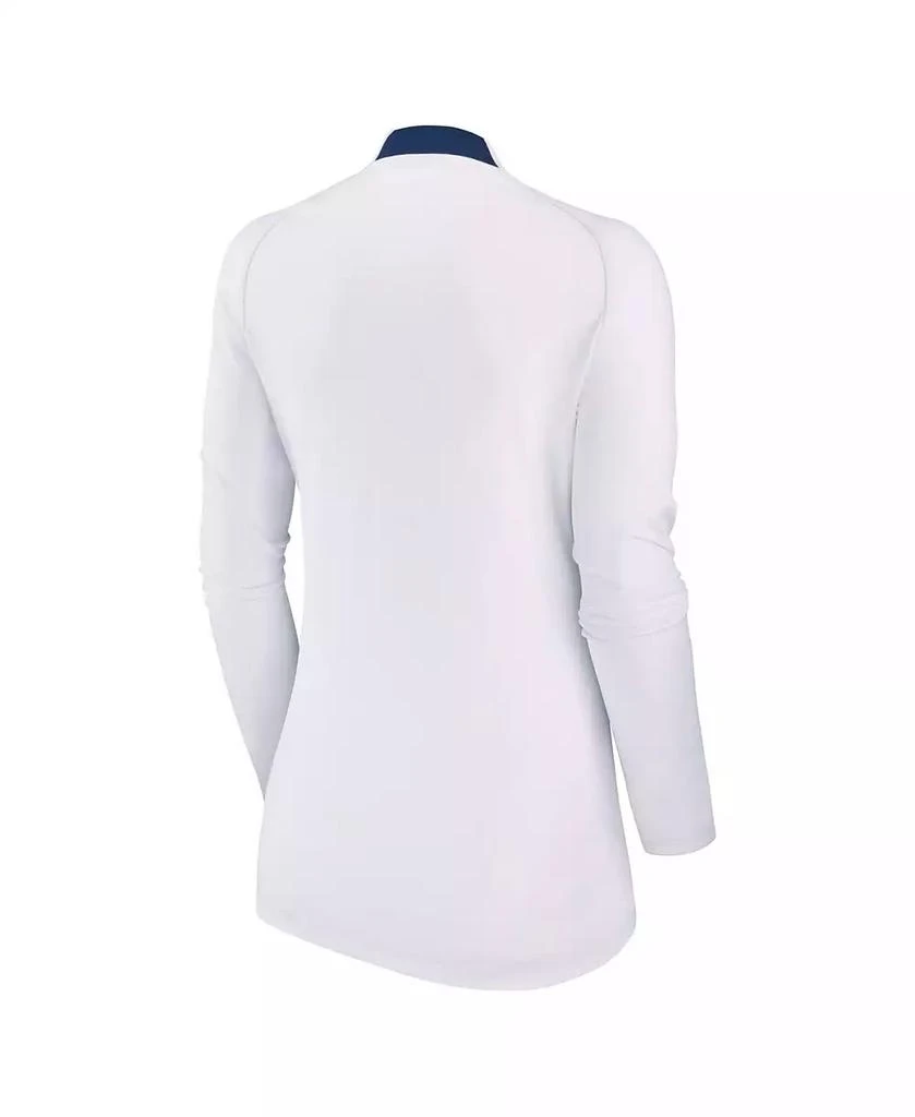NIKE Women's White Paris Saint-Germain Strike Drill Raglan Performance Quarter-Zip Top 2