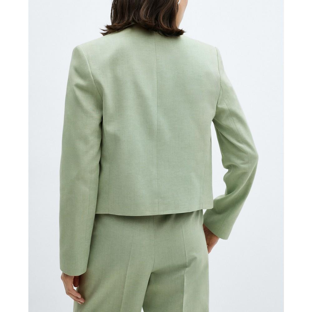 MANGO Women's Buttons Detail Cropped Blazer