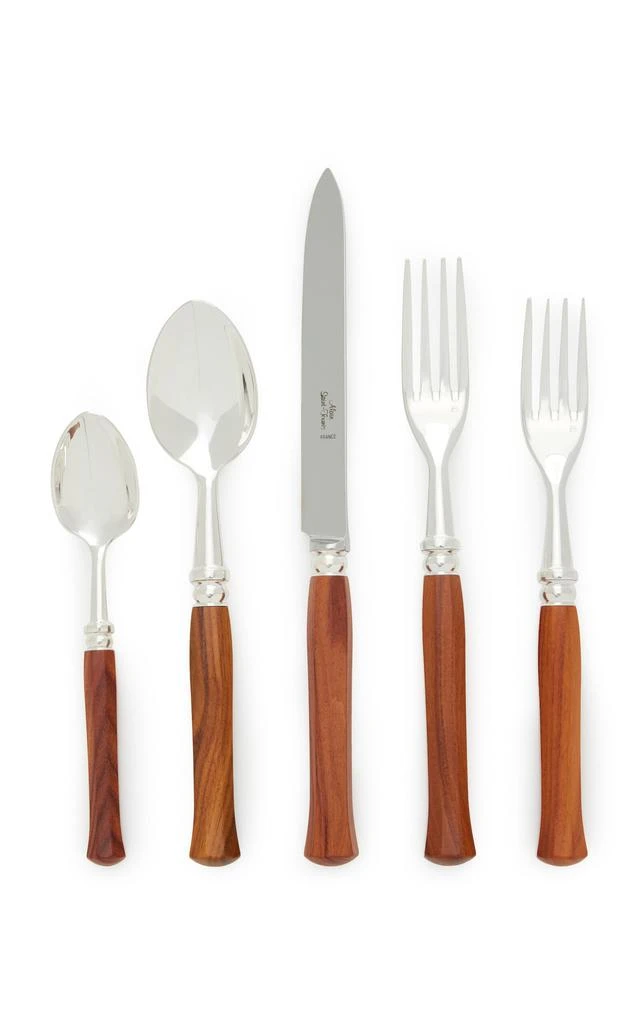Alain Saint-Joanis Alain Saint-Joanis - Set-of-Five Riviera Olivewood Silver-Plated Silverware - Brown - Moda Operandi