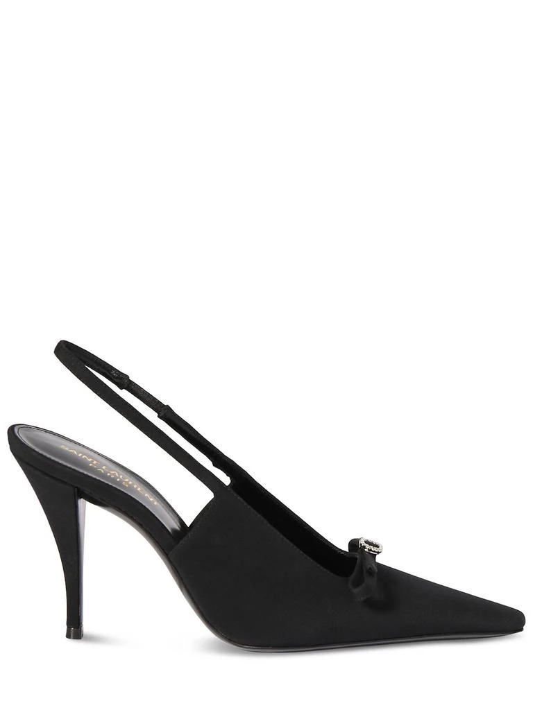 Yves Saint Laurent 95mm New Square Toe Silk Slingback Pumps 1