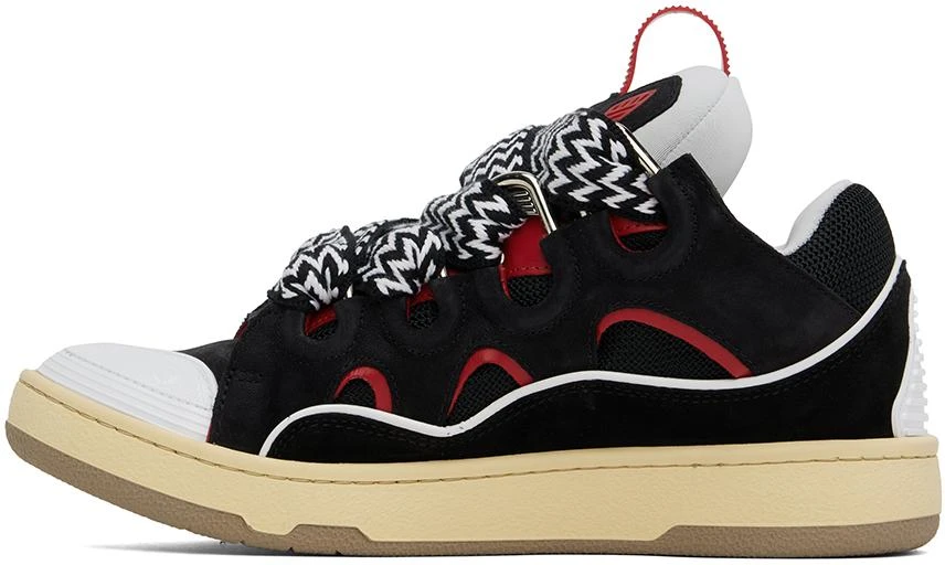 Lanvin SSENSE Exclusive Black Leather Curb Sneakers 3