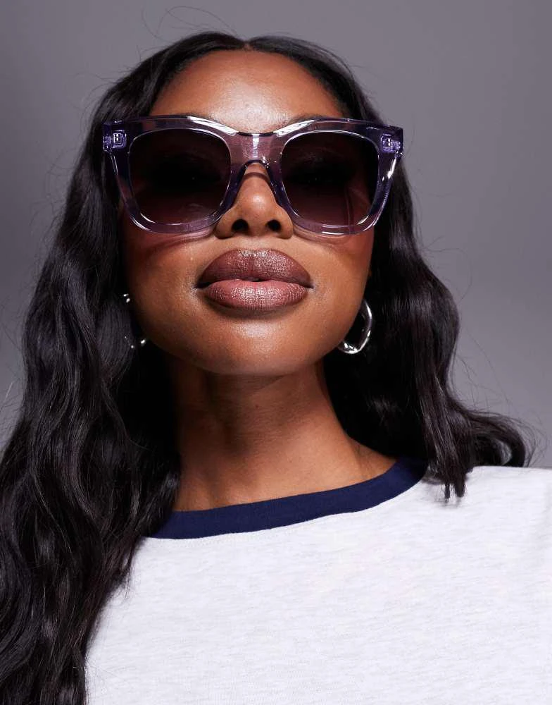 Shop Quay busy busy oversized square sunglasses in pink with  display picture 3