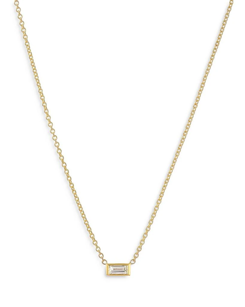 Zoe Lev 14K Yellow Gold Diamond Baguette Necklace, 18" 1