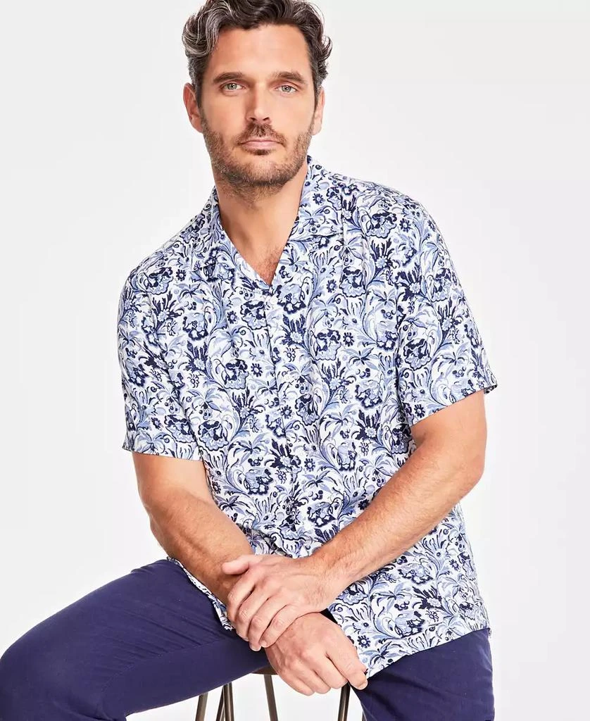 Club Room Men's Floral Silk-Blend Short-Sleeve Button-Down Shirt, Created for Macy's 4