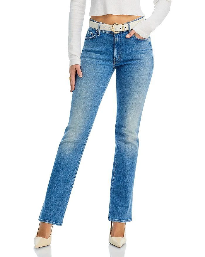 MOTHER MOTHER The Lil' Outsider Petites Mid Rise Sneak Jeans in Flag Me Down 1