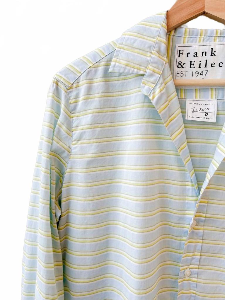 Frank & Eileen Relaxed Button-Up Shirt In Blue Chartreuse Multi Stripe