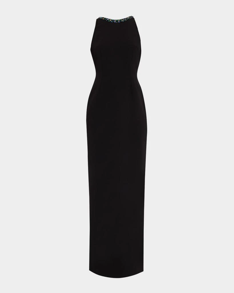 Balmain Embellished High-Neck Column Gown