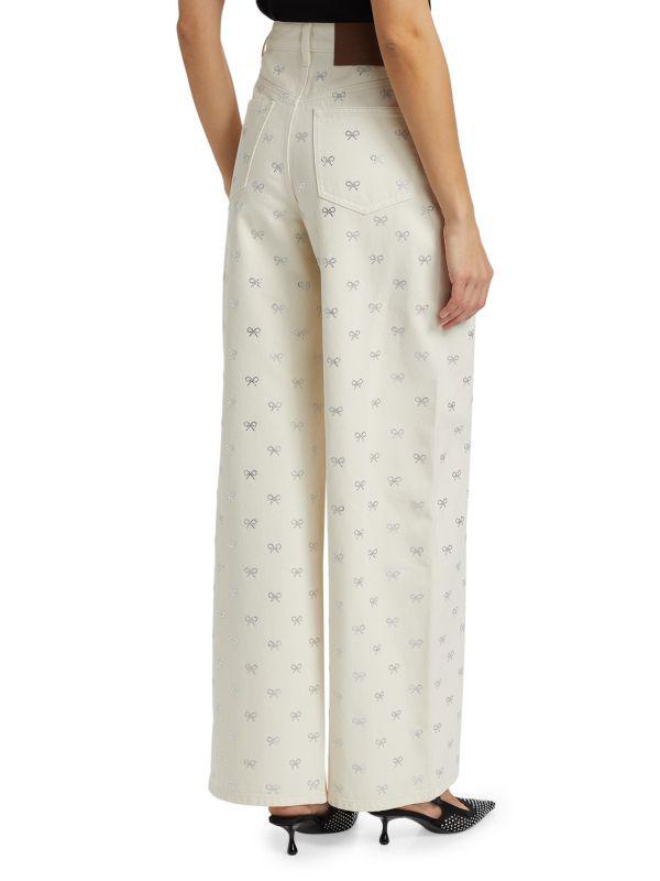 Self Portrait Diamanté Bow Jeans