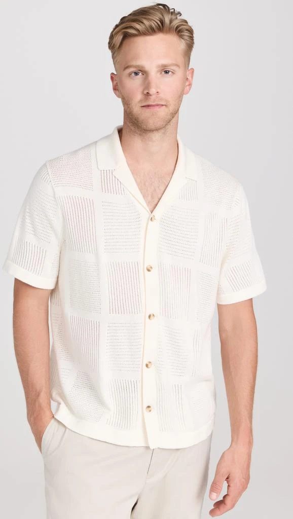 Vince Patchwork Pointelle Button Down Sweater 6