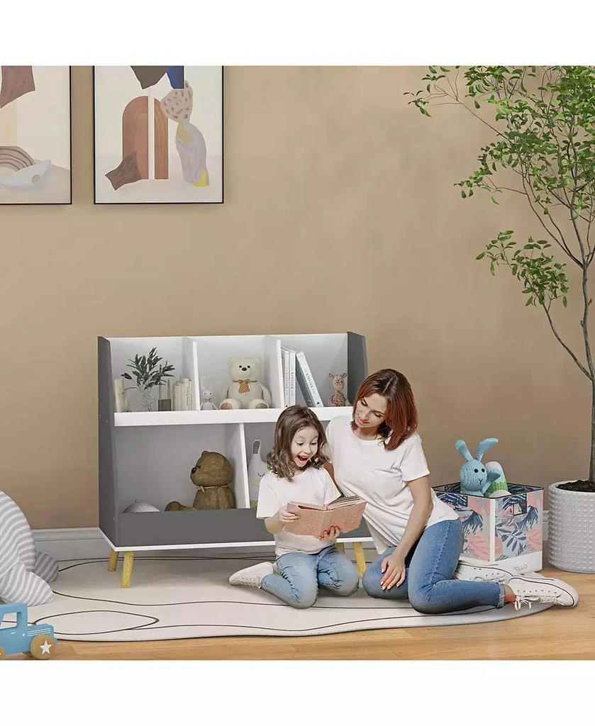 HONGGE 2 Tier Kids Bookcase with Toy Storage Compartments 2