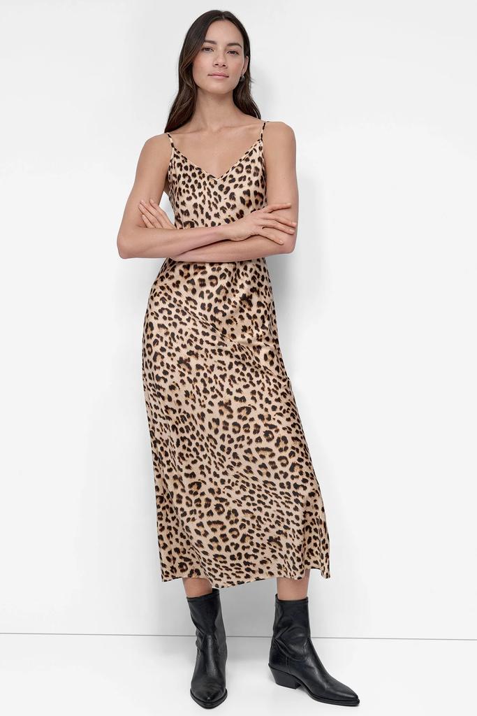 DKNY HIGH-SPLIT MIDI SLIP DRESS