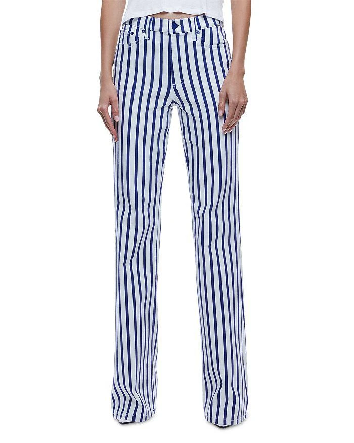 Alice + Olivia Keira Mid Rise 70's Bootcut Jeans in Admiral Stripe 1