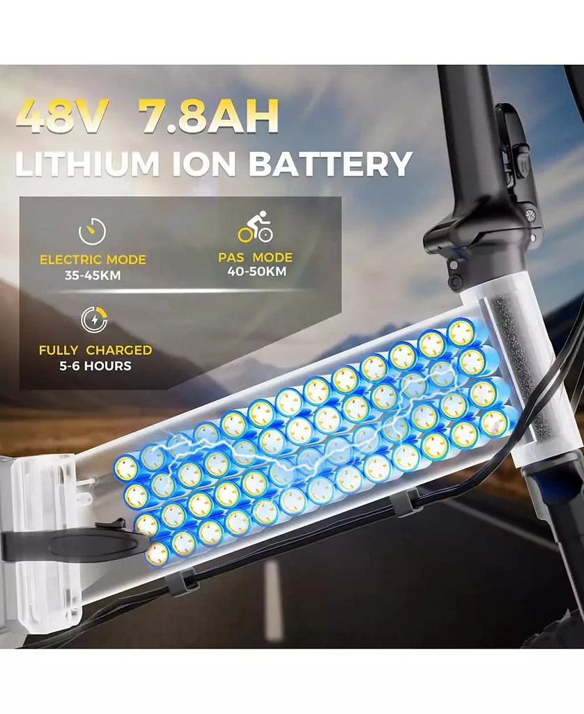 Mikolo Folding Electric Bike for Adults, 55 Miles & 25MPH, 500W Peak Motor, 48V 10Ah Removable Battery, Fat Tire EBike with Smart LCD Display 6