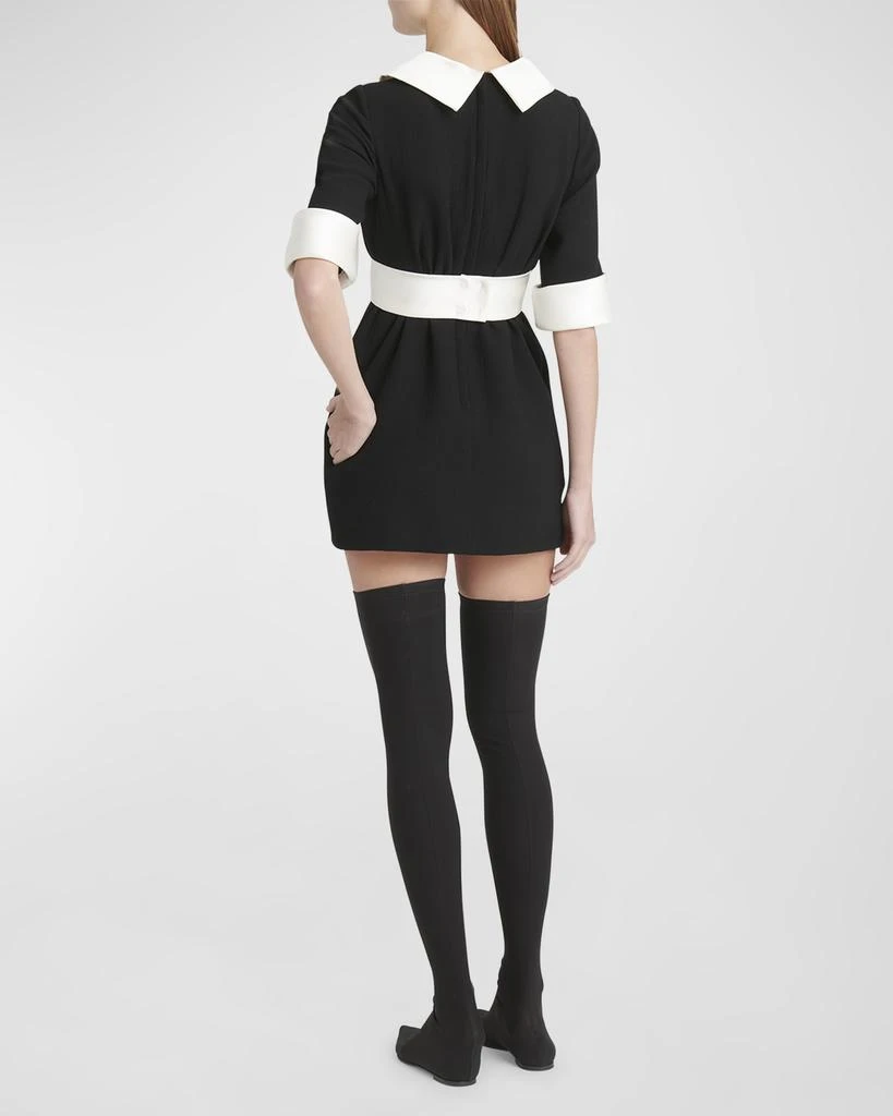 Dolce & Gabbana Peter Pan-Collar Short-Sleeve Belted Crepe Mini Dress 6