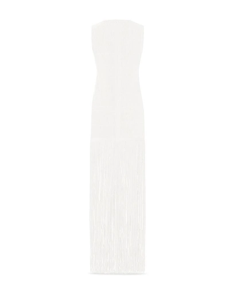 Herve Leger Ottoman Ribbed Shadow Stripe Fringe Gown 4