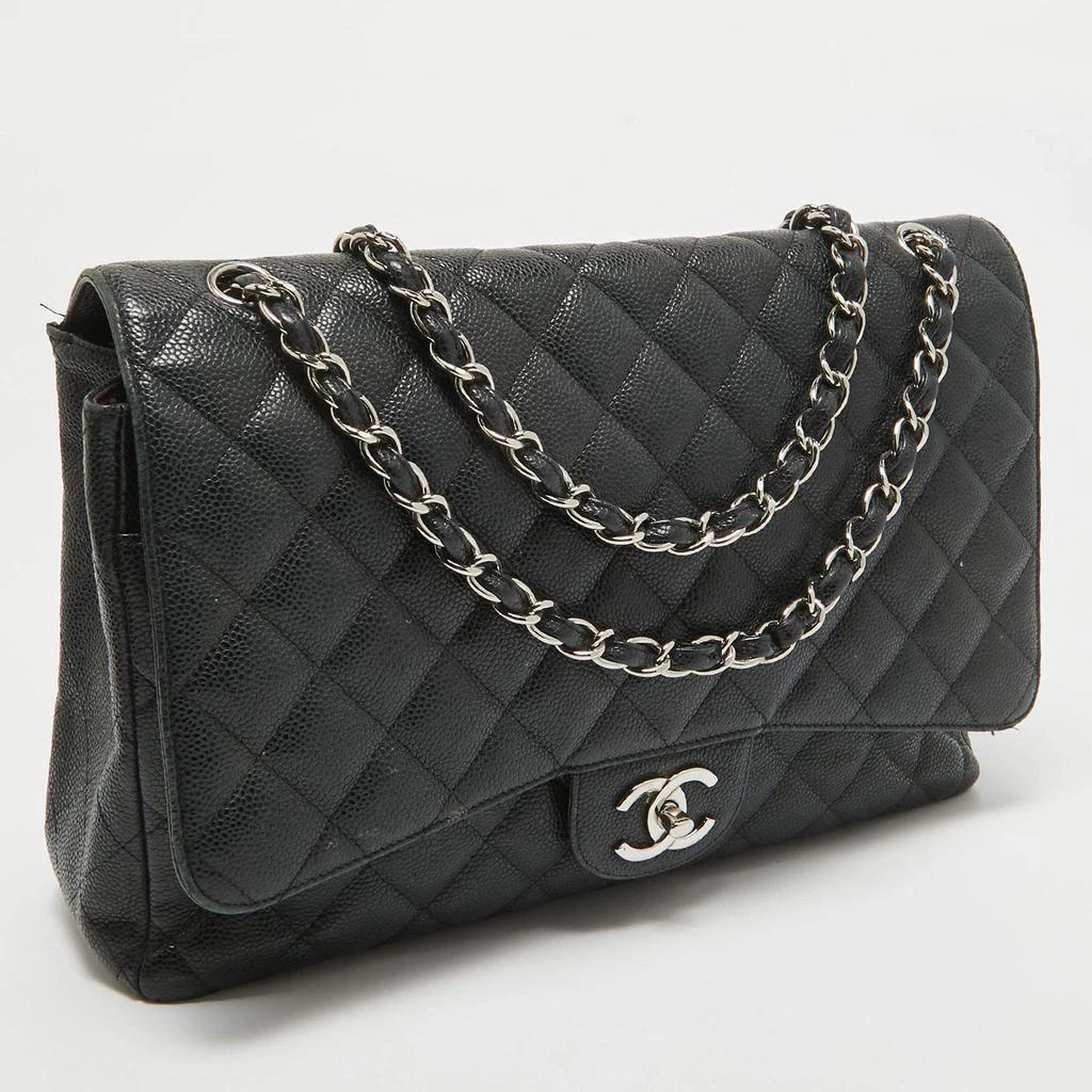 Chanel Chanel Black Quilted Caviar Leather Maxi Classic Double Flap Bag 3