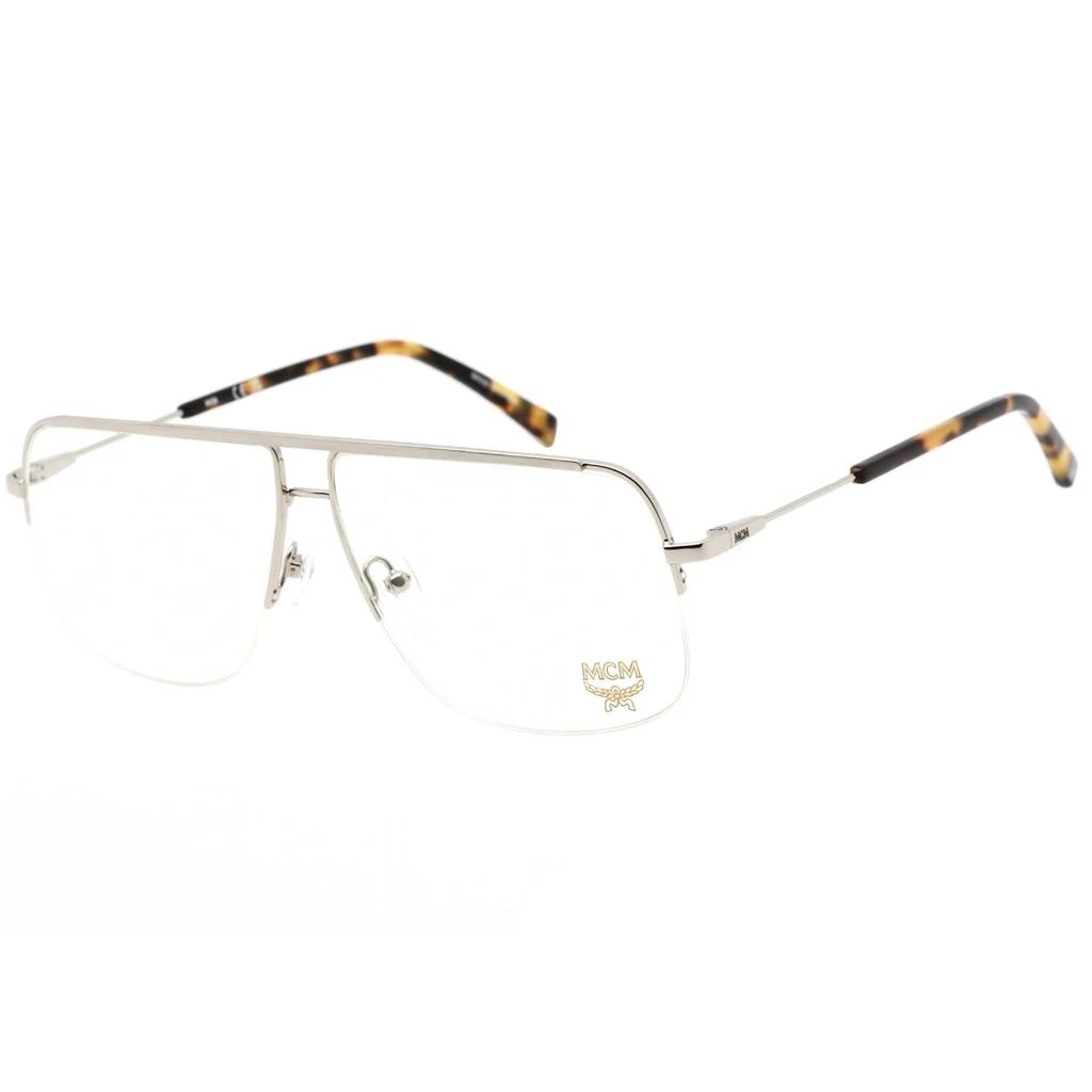 MCM MCM Men's Eyeglasses - Clear Lens Shiny Silver Aviator Shape Frame | MCM2158 041 1