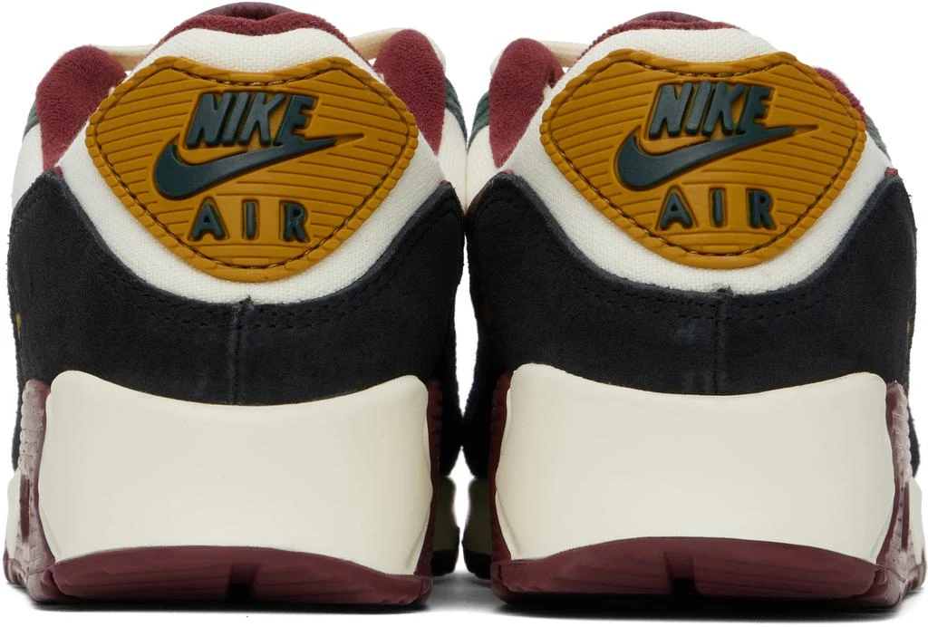NIKE White & Burgundy Air Max 90 Premium Sneakers 2
