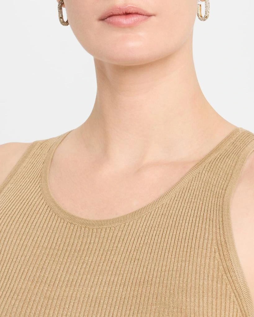 Nili Lotan Lottie Scoop-Neck Tussah Silk Rib Tank Top 5