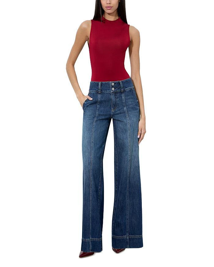 Alice + Olivia Mame High Rise Wide Leg Jeans in Denim Vintage 4