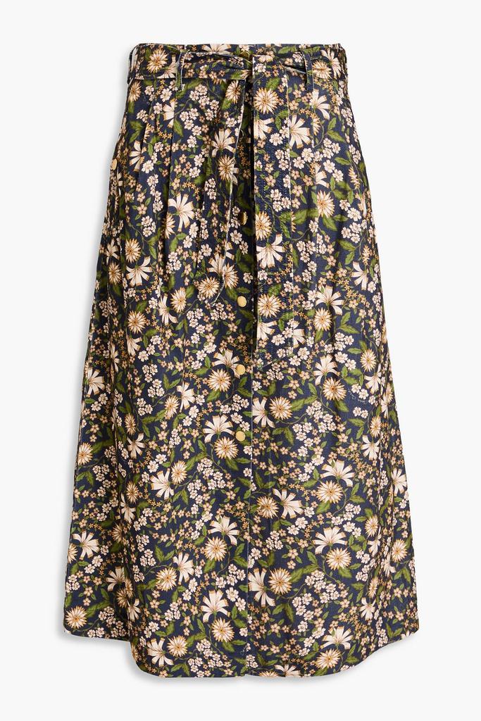 Cara Cara Oslo pleated floral-print cotton-corduroy midi skirt