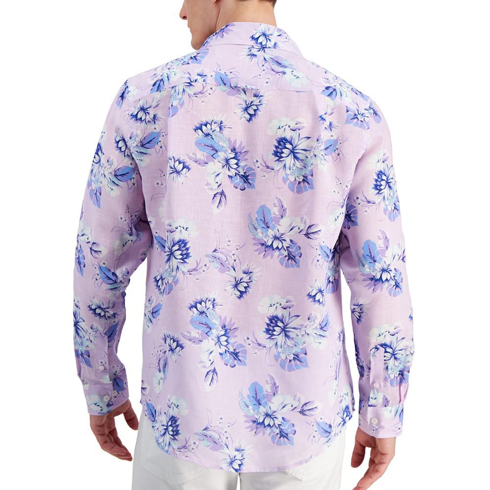 Club Room Men's Noche Floral-Print Long-Sleeve Linen Shirt, Created for Macy's