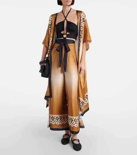 Max Mara Printed satin cropped wide-leg pants 2