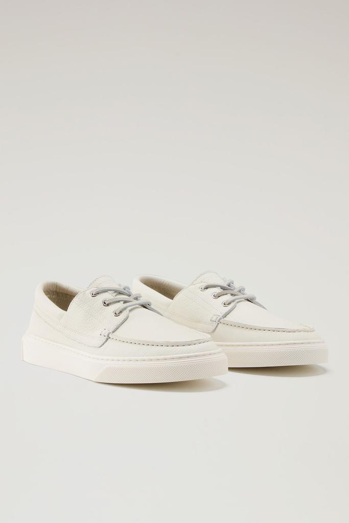 WO-FOOTWEAR Tumbled Leather Boat Shoes - Men - White