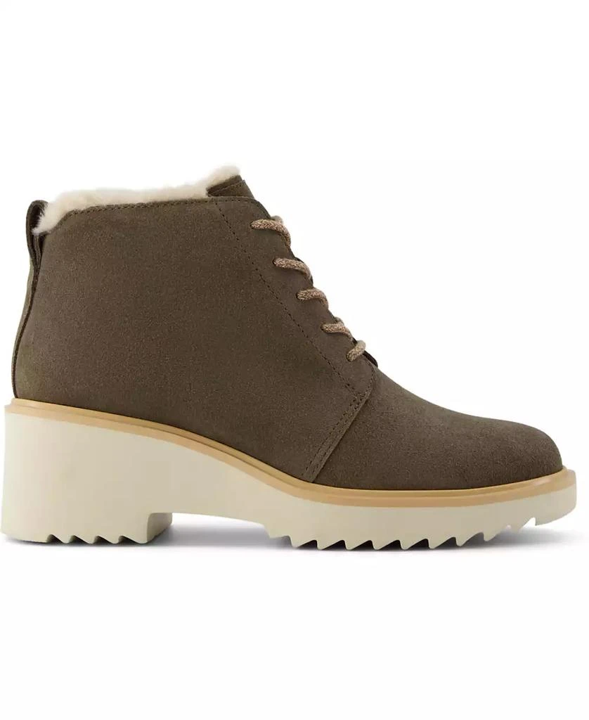 TOMS Women's Maude Suede and Faux Fur Lace Up Wedge Booties 2