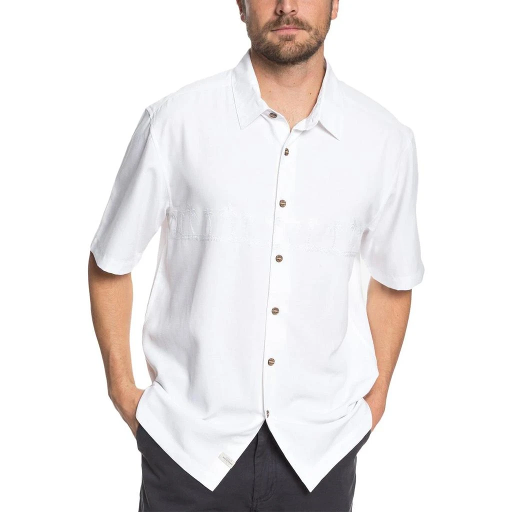 Quiksilver Mens Embroidered Short Sleeves Button-Down Shirt 3