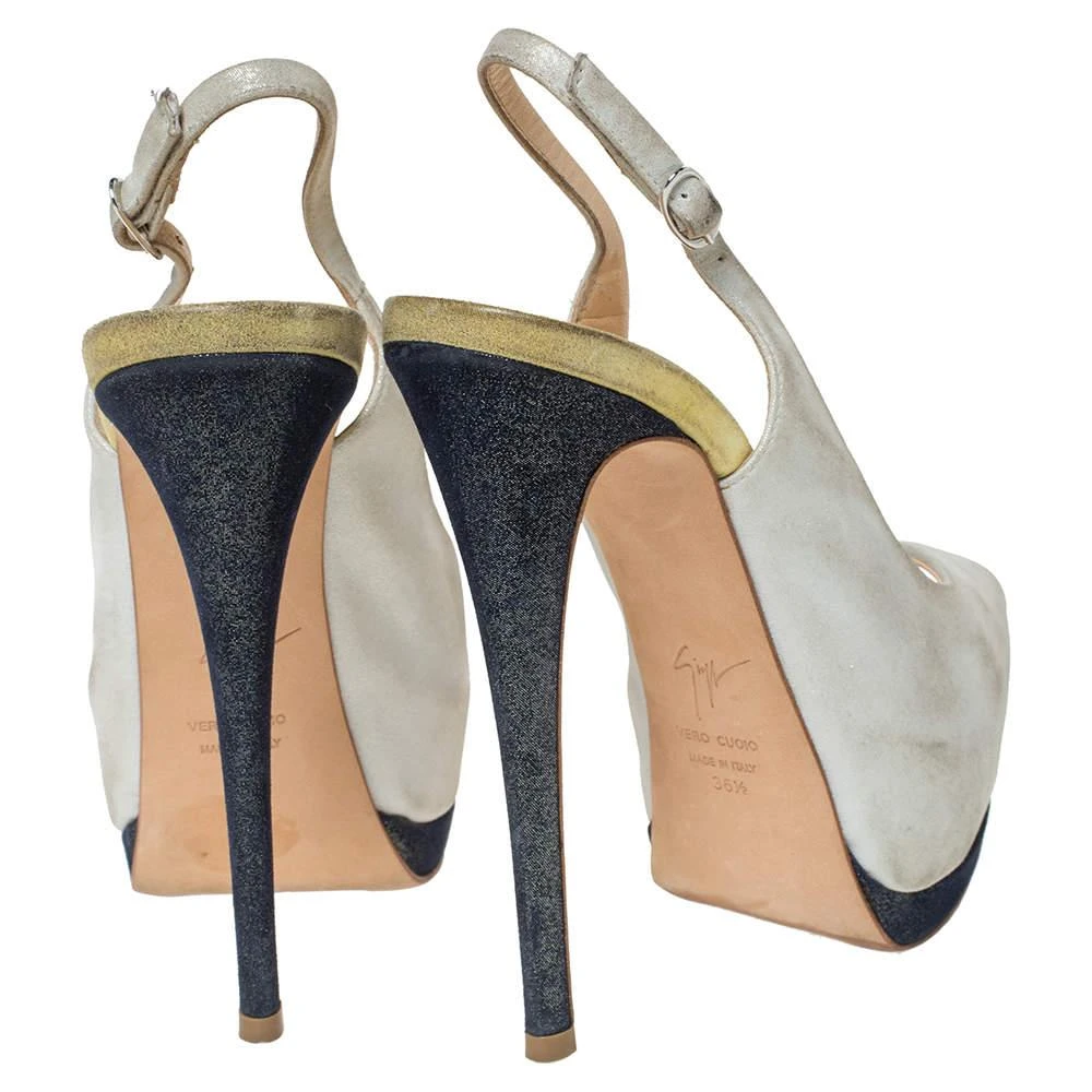 Giuseppe Zanotti Guiseppe Zannotti Tri Color Nubuck Peep Toe Slingback Platform Sandals Size 36.5 5