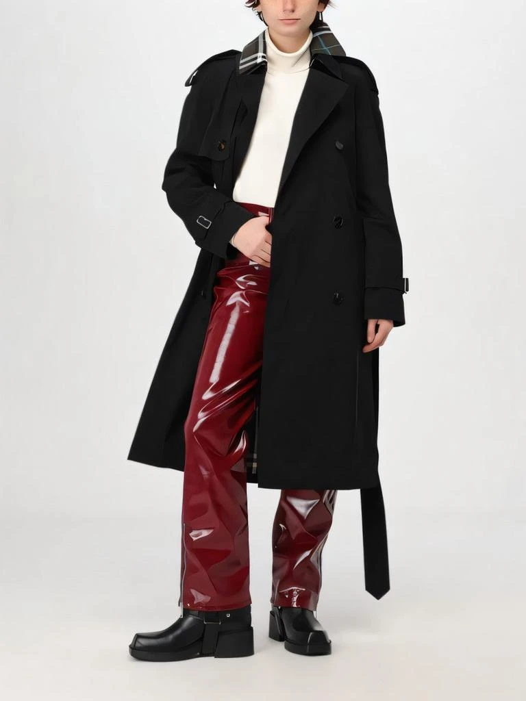 Burberry Double-Breasted Trench Coat with Distinctive Plaid Detail 2