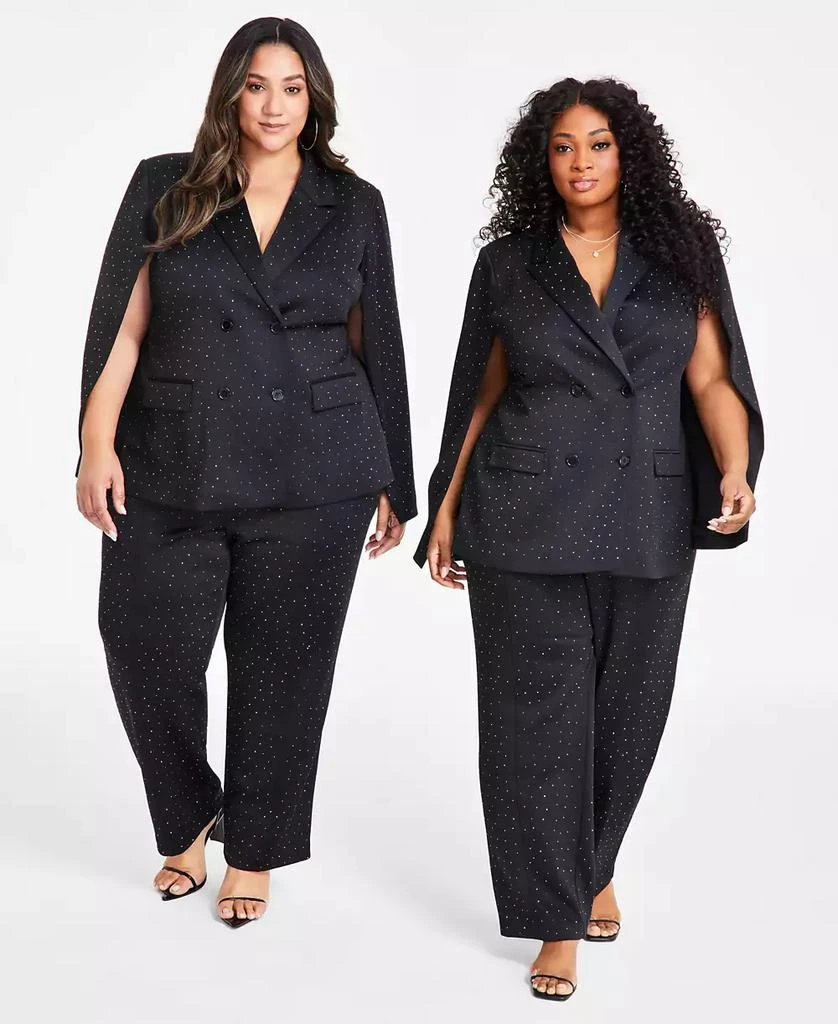 Nina Parker Trendy Plus Size Studded Cape Blazer 5