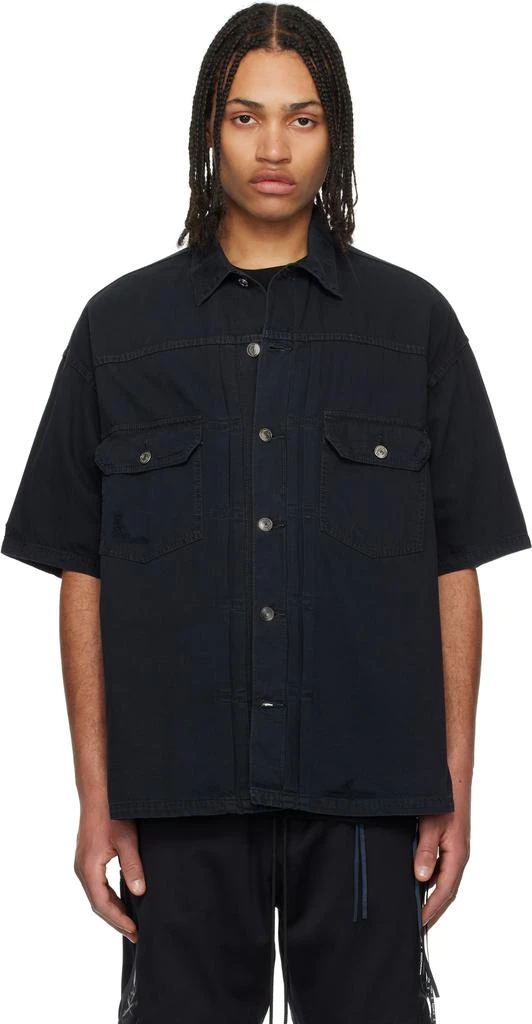 mastermind JAPAN Black Distressed Denim Shirt 1
