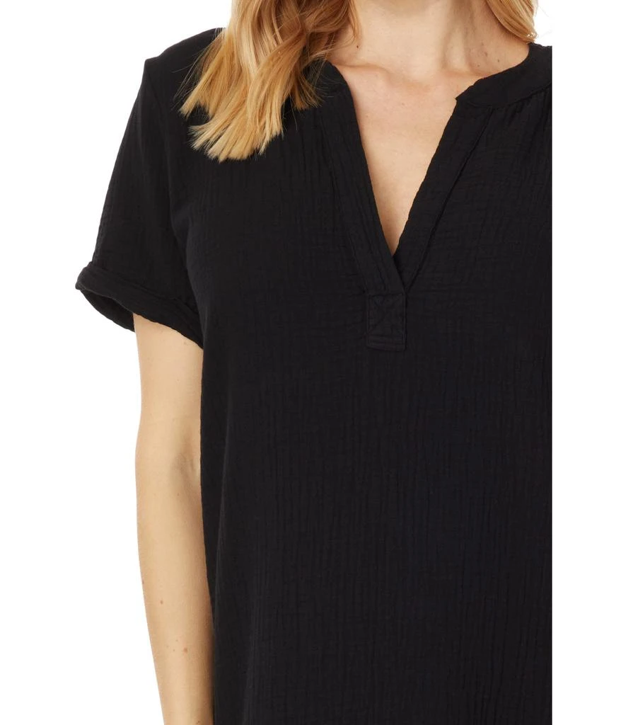 bobi Los Angeles Short Sleeve Split-Neck Short Dress 3
