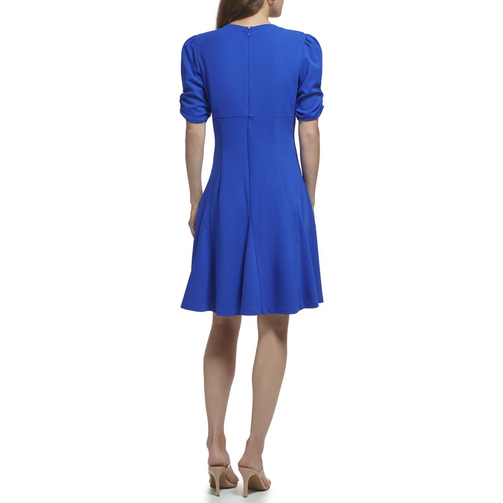 DKNY Short Sleeve Side Knot Godet Midi Dress