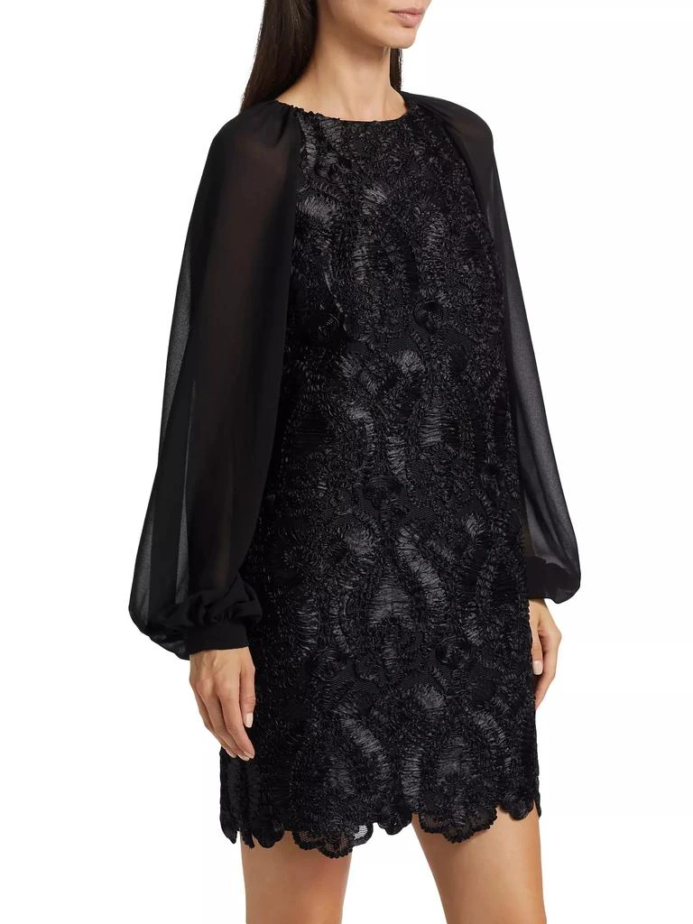 Badgley Mischka Soutache-Embellished Long-Sleeve Minidress 4