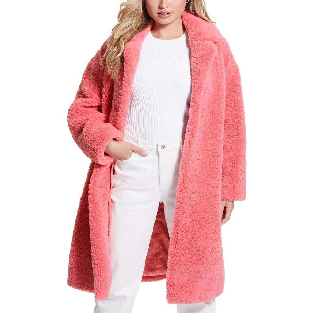 GUESS Alina Womens Faux Fur Heavy Teddy Coat 3