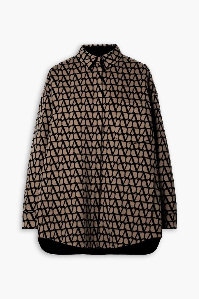 Shop Reversible wool and silk-blend felt-jacquard jacket on